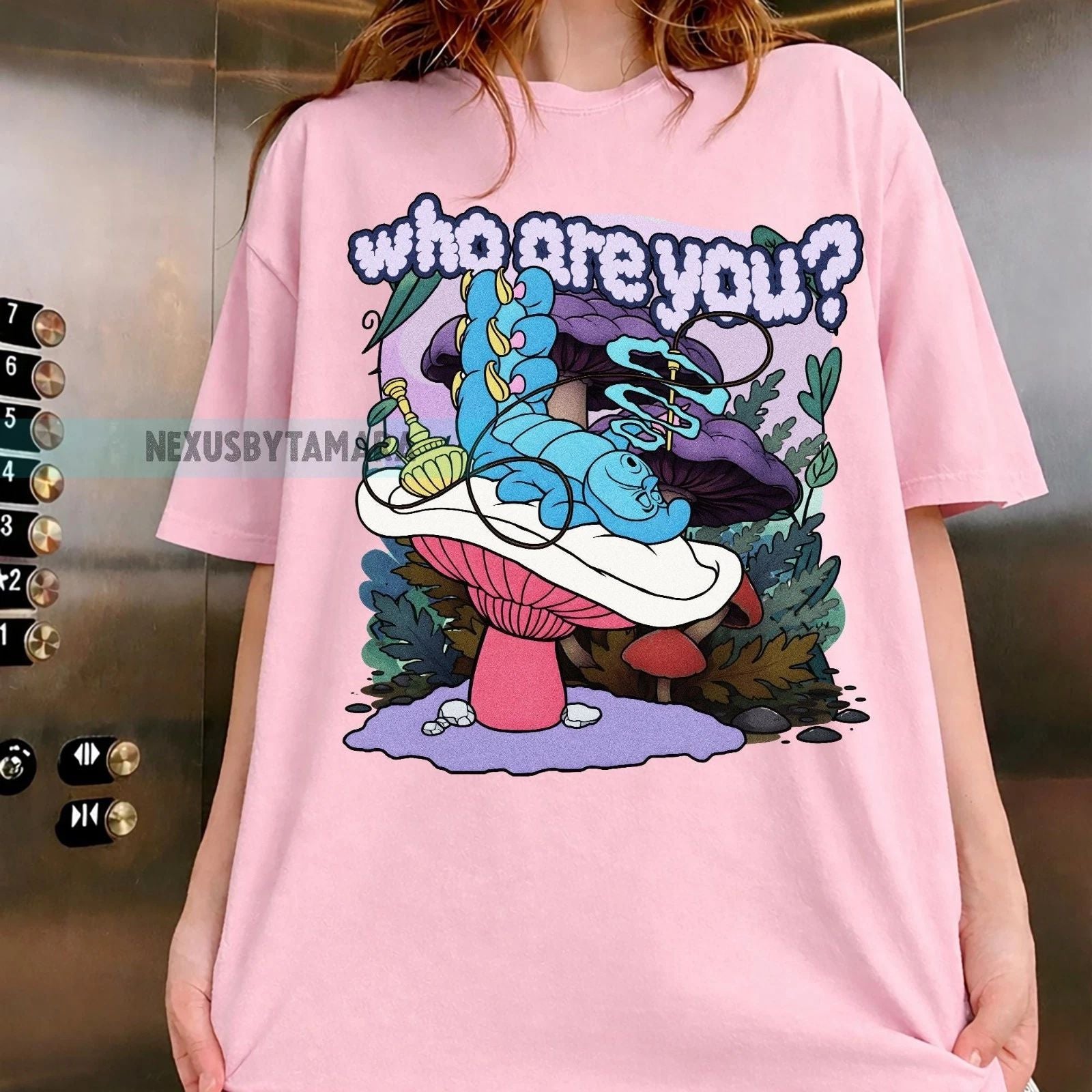 Vintage Alice In Wonderland Shirt, Caterpillar And Flowers Retro T-shirt