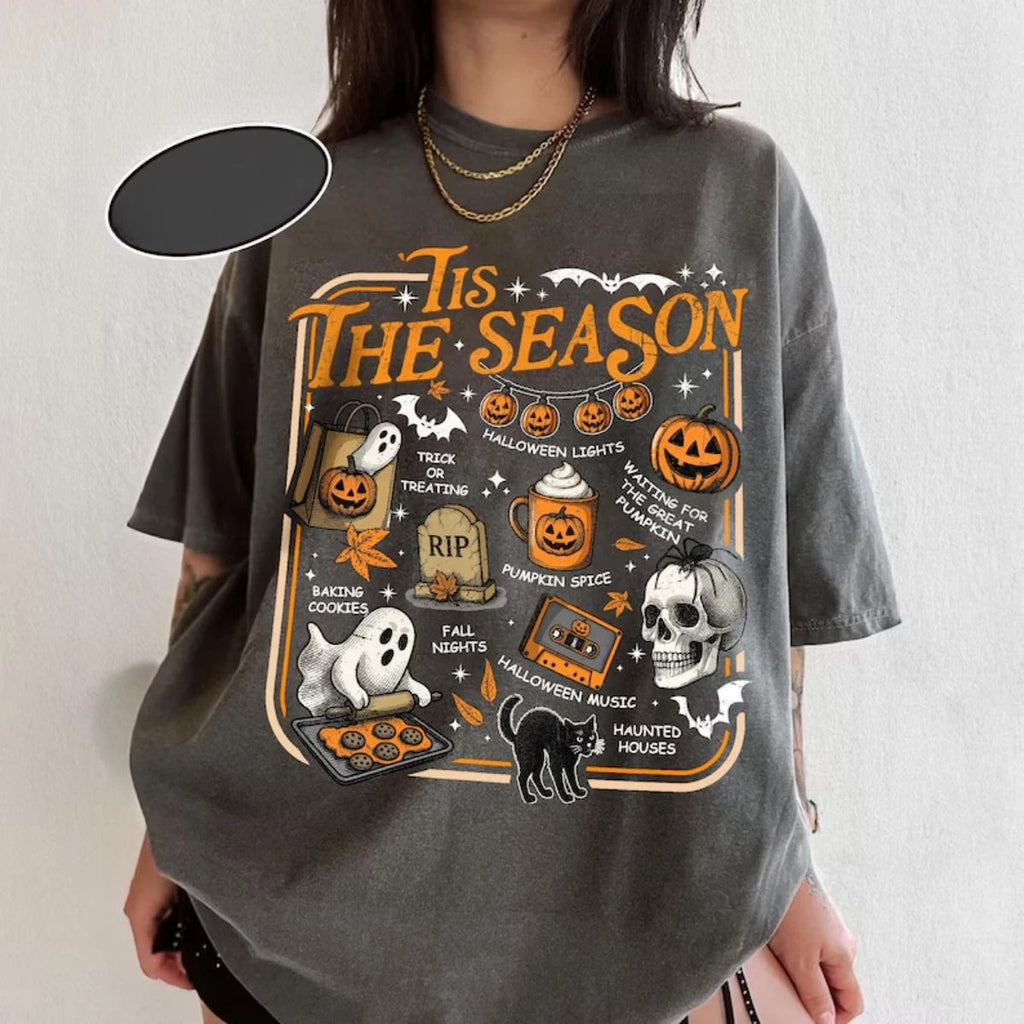 Halloween Tis the Season Tee, Retro Halloween Aesthetic Shirt, Size S-4XL