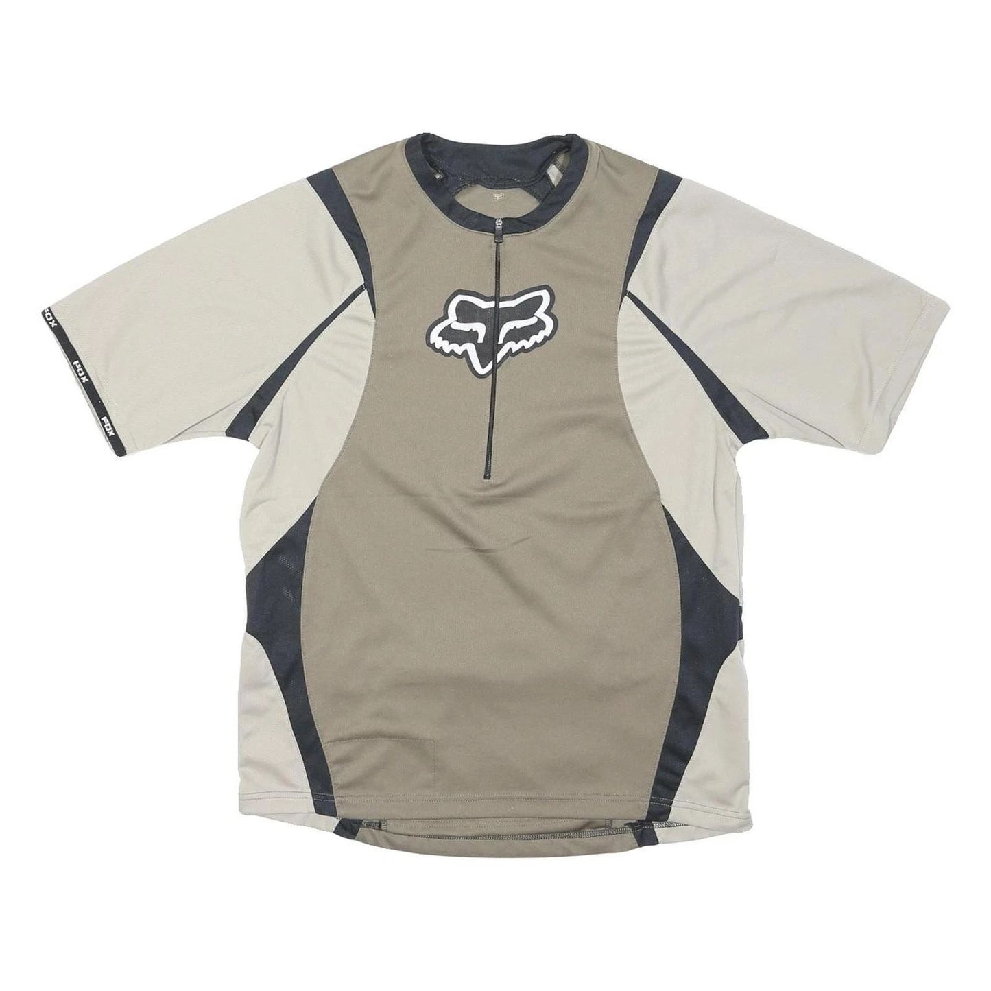 FOX Mens Beige & Black Modern T-Shirt M Short Sleeve Round Neck Sportswear