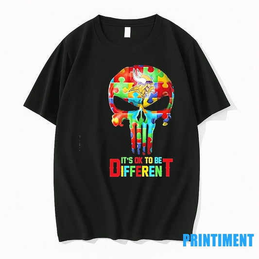 Skull X Minnesota Vikings Autism Its Ok To Be Different Tshirts Sweater