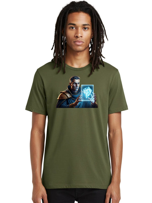 Man-Holding-Crystal Mens Graphic Tee, 100% Cotton, Casual Summer Wear