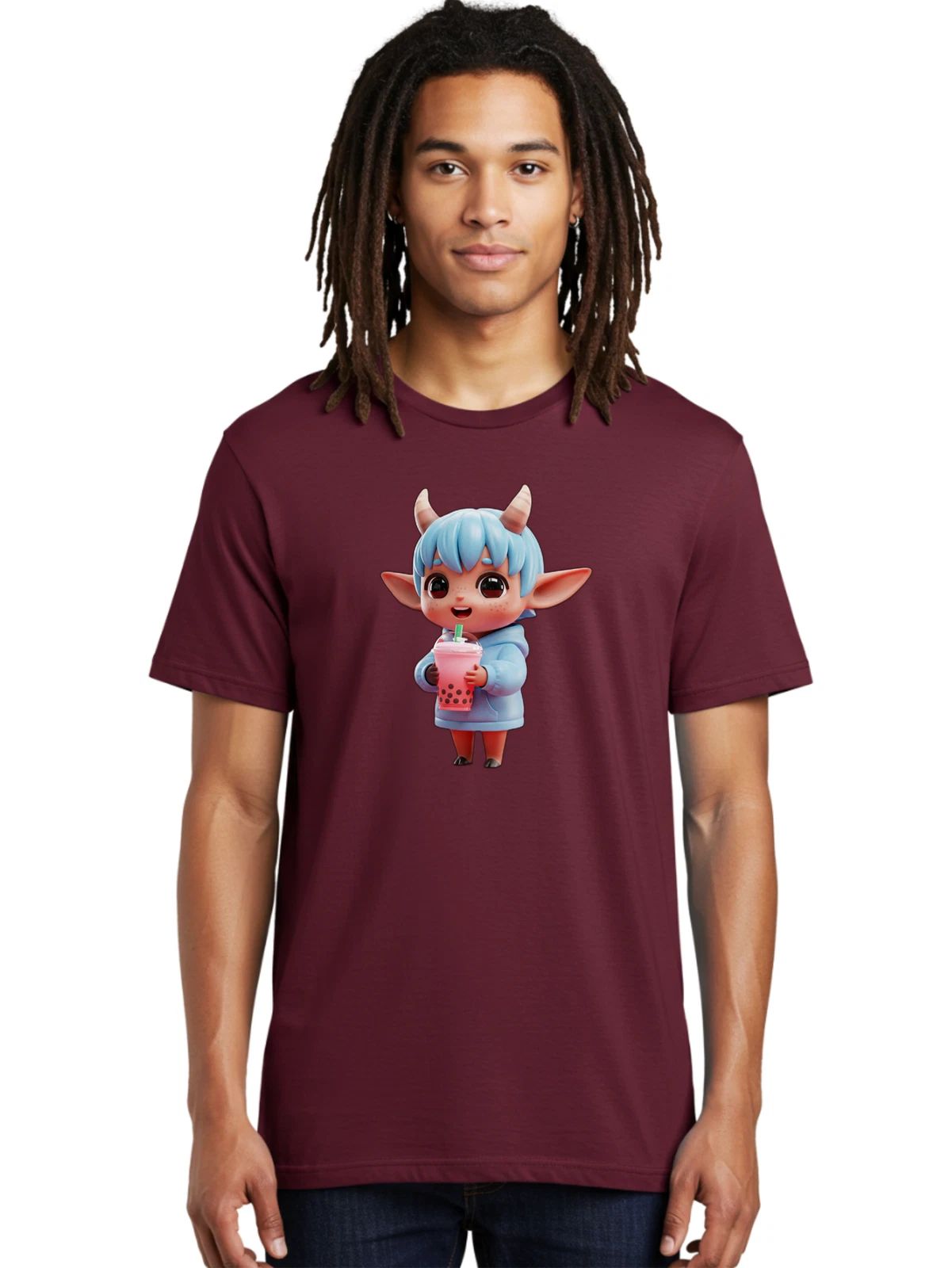 Kawaii-Demon Mens Graphic Tee, 100% Cotton, Casual Summer Wear
