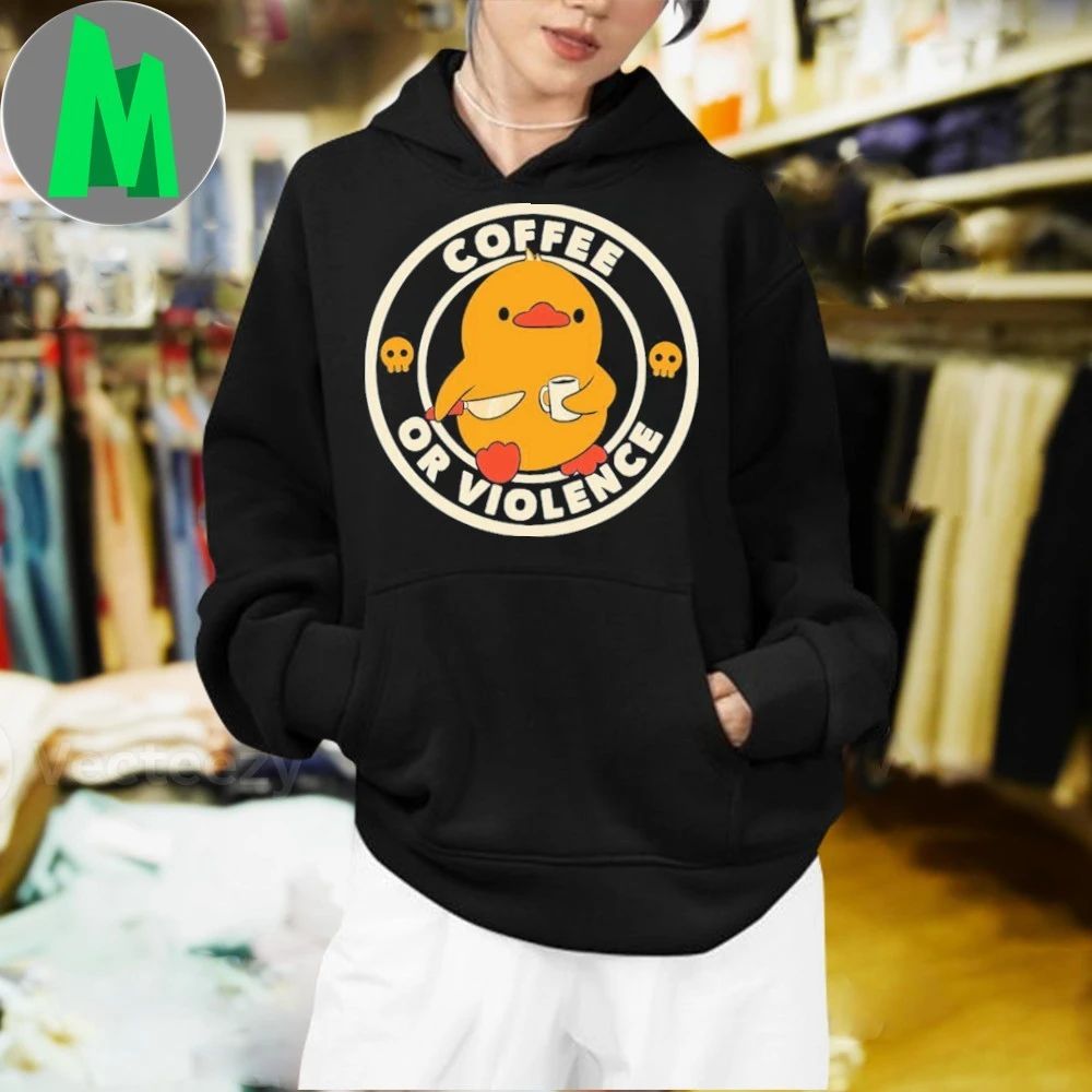 Coffee or Violence Funny Duck Shirt