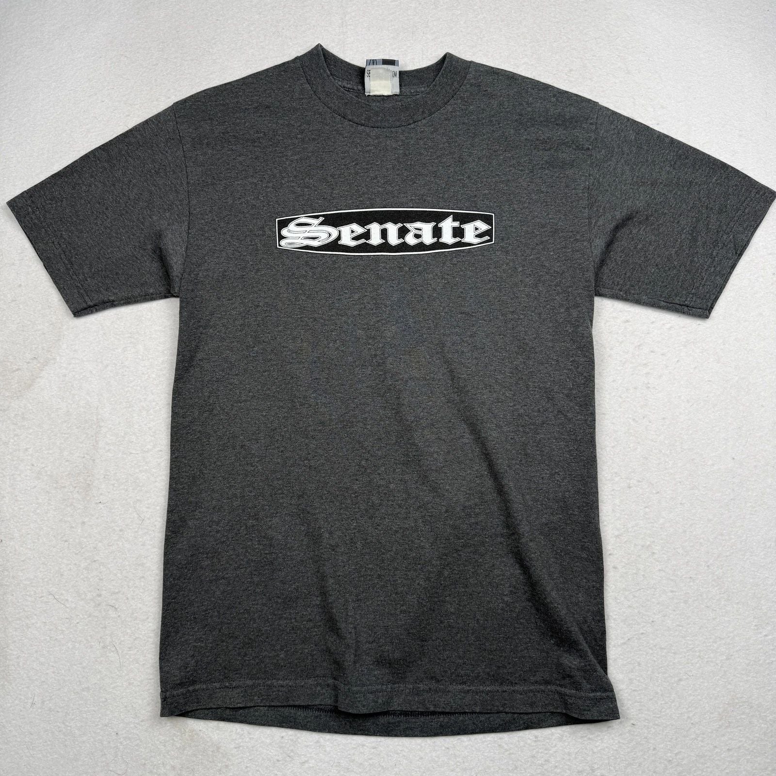 Vintage Senate Shirt Mens Medium Gray Logo Graphic Skate Brand Streetwear