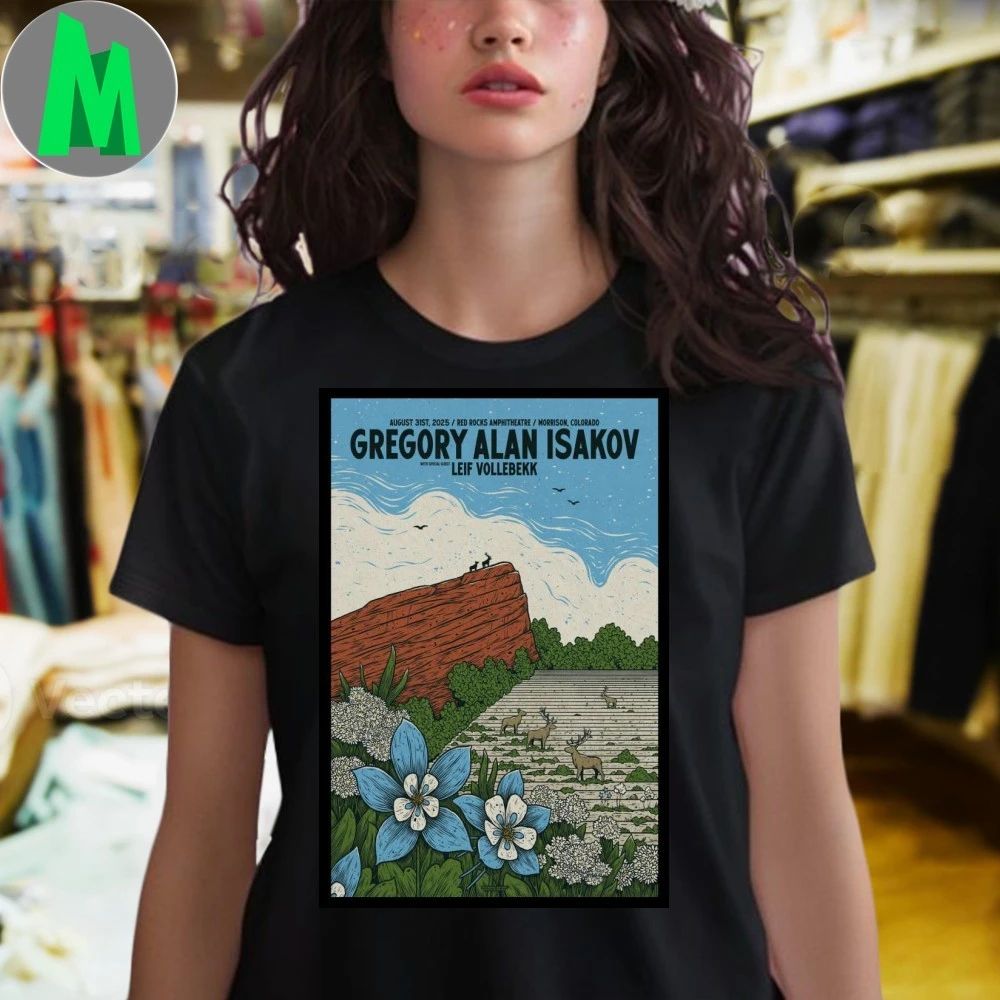 Aug 31, 2025 Red Rocks Gregory Alan Isakov Poster Shirt