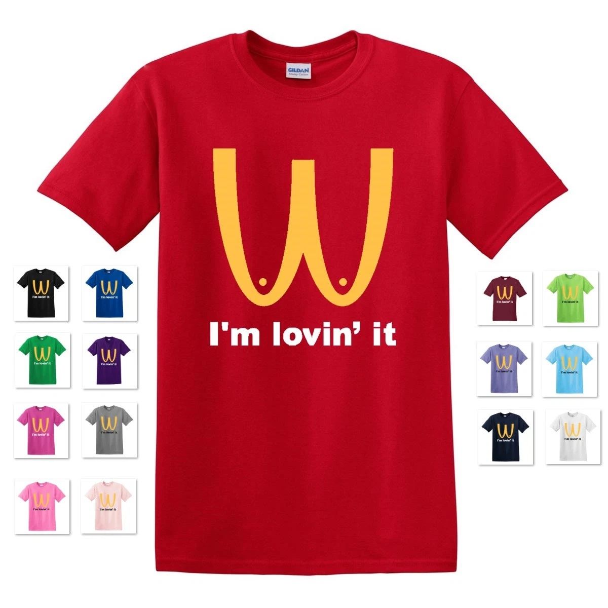 NEW I'M LOVIN' IT PARODY BOOBIES BOOBS FUNNY DIRTY ADULT T-SHIRT TEE