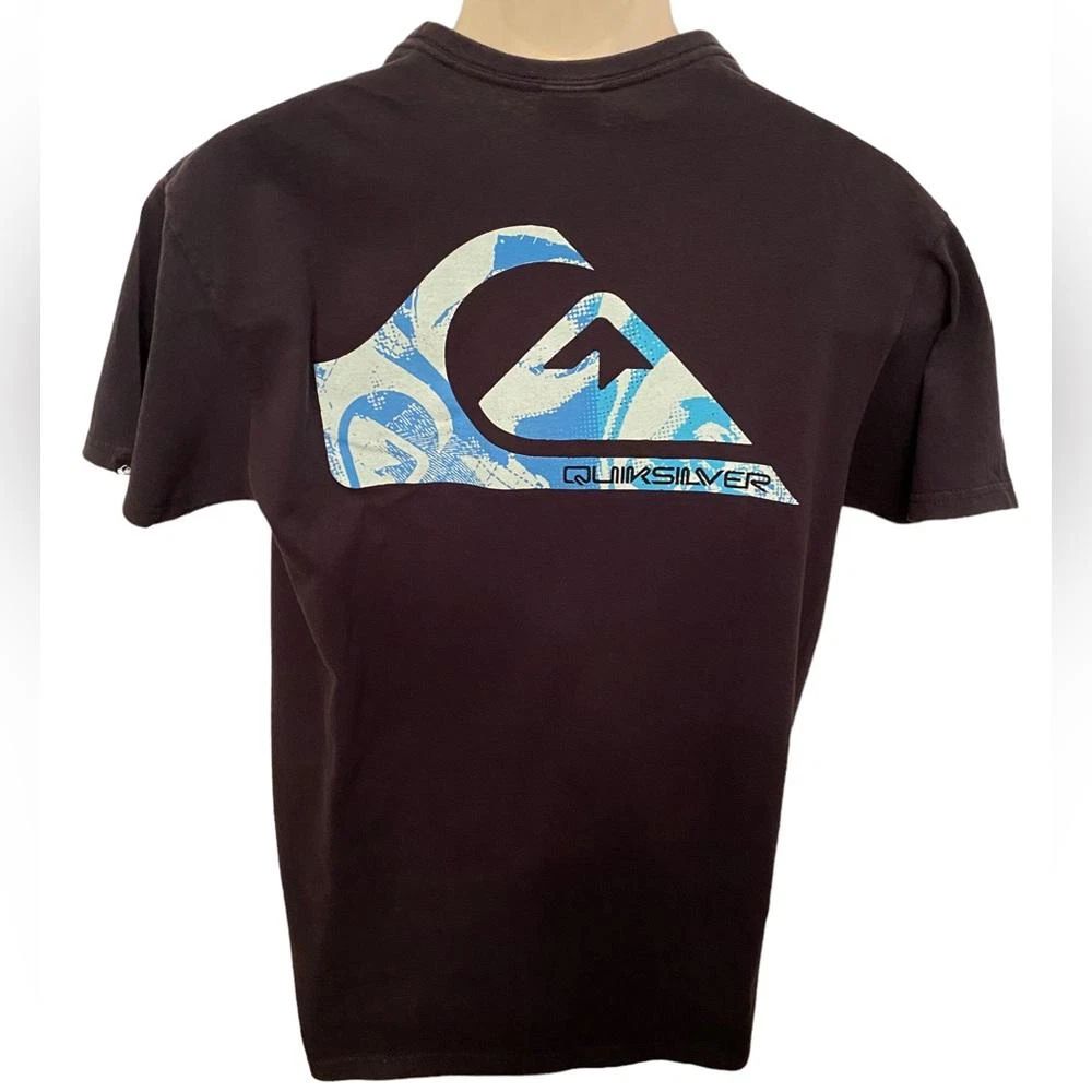 QUIKSILVER Surf Navy Blue Logo Tee Shirt Men M Medium