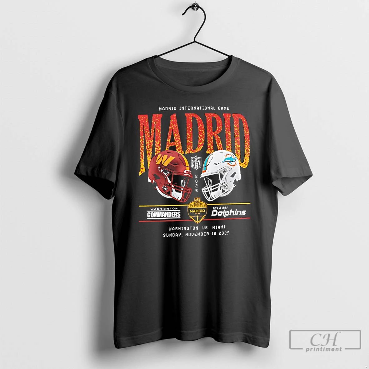 Premium Washington Commanders Vs Miami Dolphins International Games Madrid 2025 T Shirts