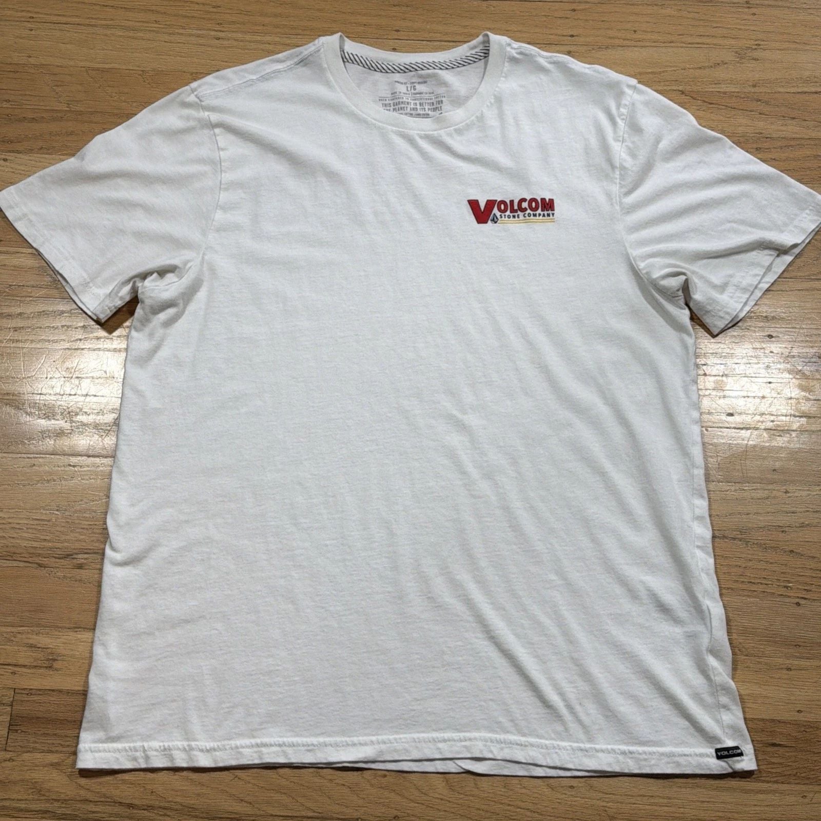 Volcom Modern Fit Organic Cotton T-Shirt Men’s L white graphic surf skateboard