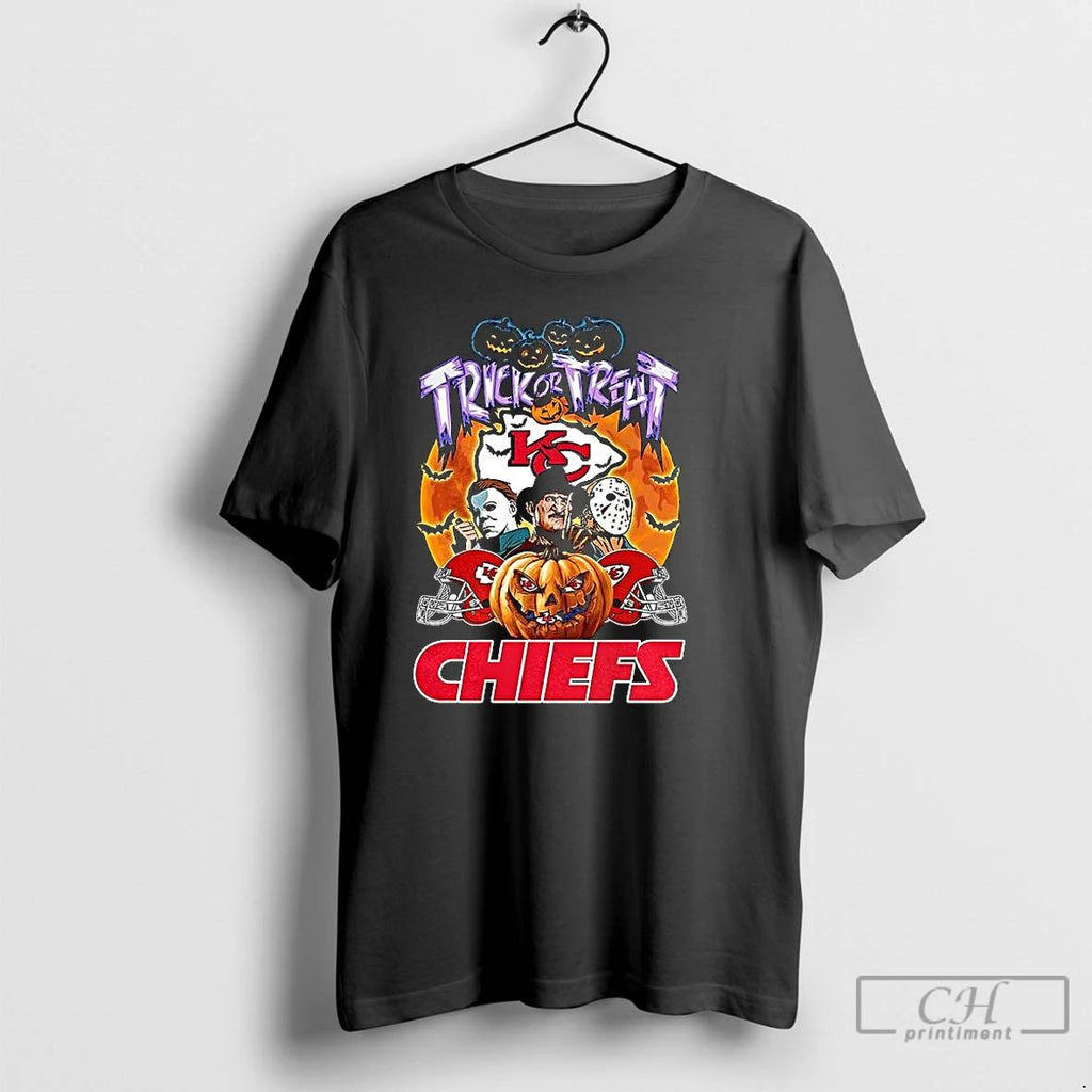 Premium Kansas City Chiefs Football Trick Or Treat Monsters Of The Gridiron Halloween T Shirts