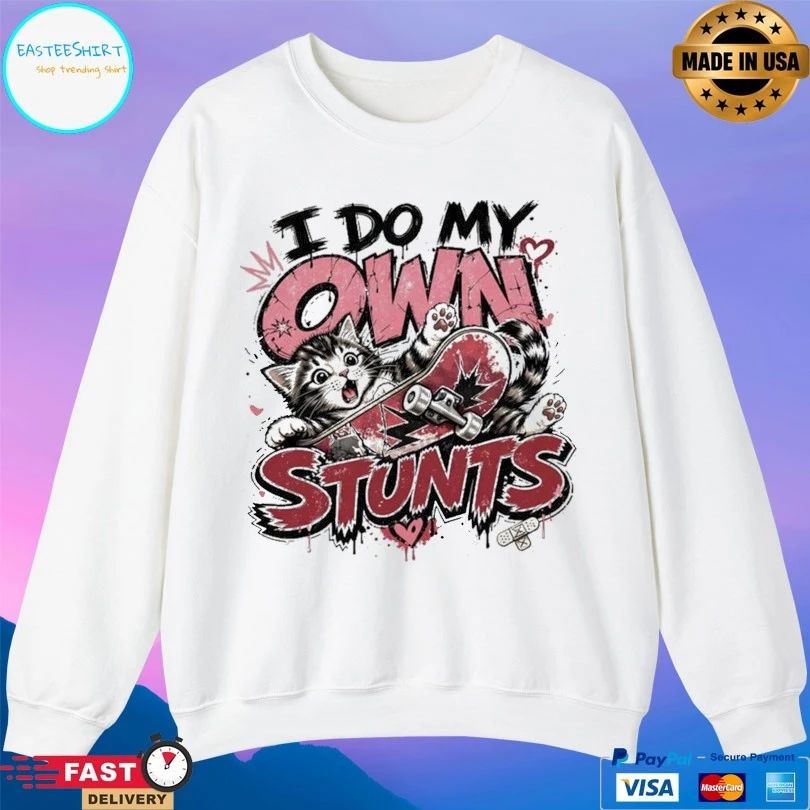 I Do My Own Stunts Skater Kitten T-shirt