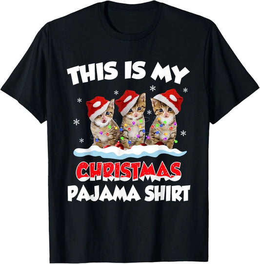 This Is My Christmas Pajama Shirt Cat Lover Funny Christmas T-Shirt