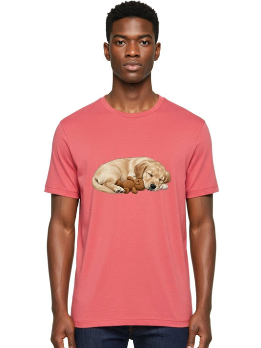 Sleeping-Golden-Retriever-1 Mens Graphic Tee, 100% Cotton, Casual Summer Wear