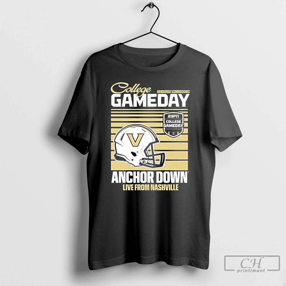 Classic Vanderbilt Commodores 2025 College Gameday Anchor Down Live From Nashville Helmet T Shirts