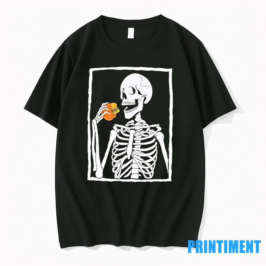 Skeleton Eating Hamburger Tshirts Sweater