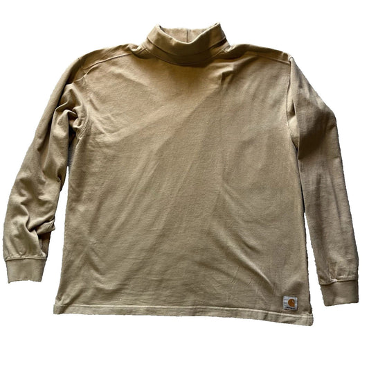 Vintage Carhartt Turtleneck Long Sleeve Shirt Cotton  Beige  Size Extra Large XL