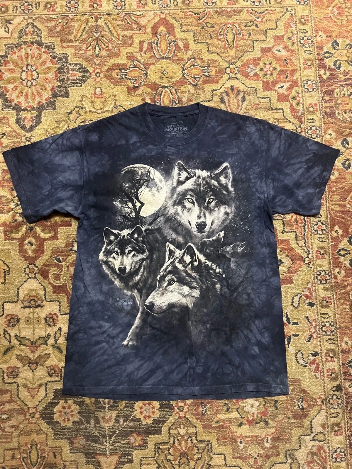 Vintage The Mountain Y2K Wolf Shirt Blue Unisex Medium