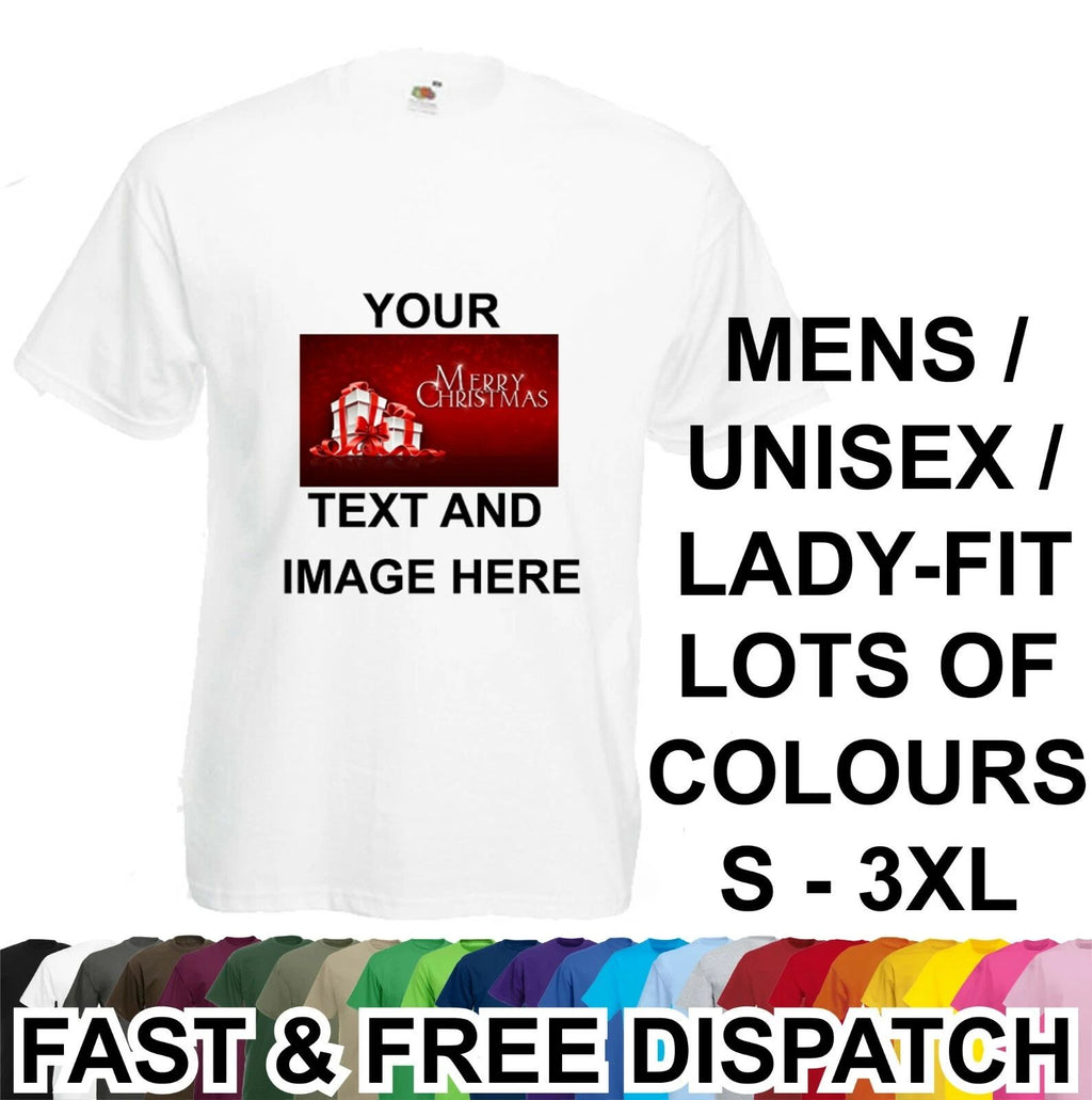 Personalised T-Shirt Custom Image / Text Printed Christmas New Year Any Occasion