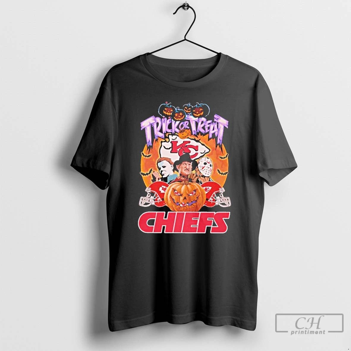 Classic Trick Or Treat Horror Film Pumpkin Chiefs T Shirts