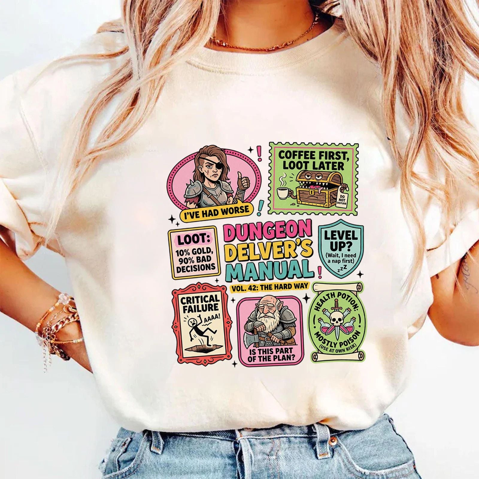 Dungeon Delver’s Manual Shirt Funny D&D Gamer Gift Retro RPG Nerd Tee