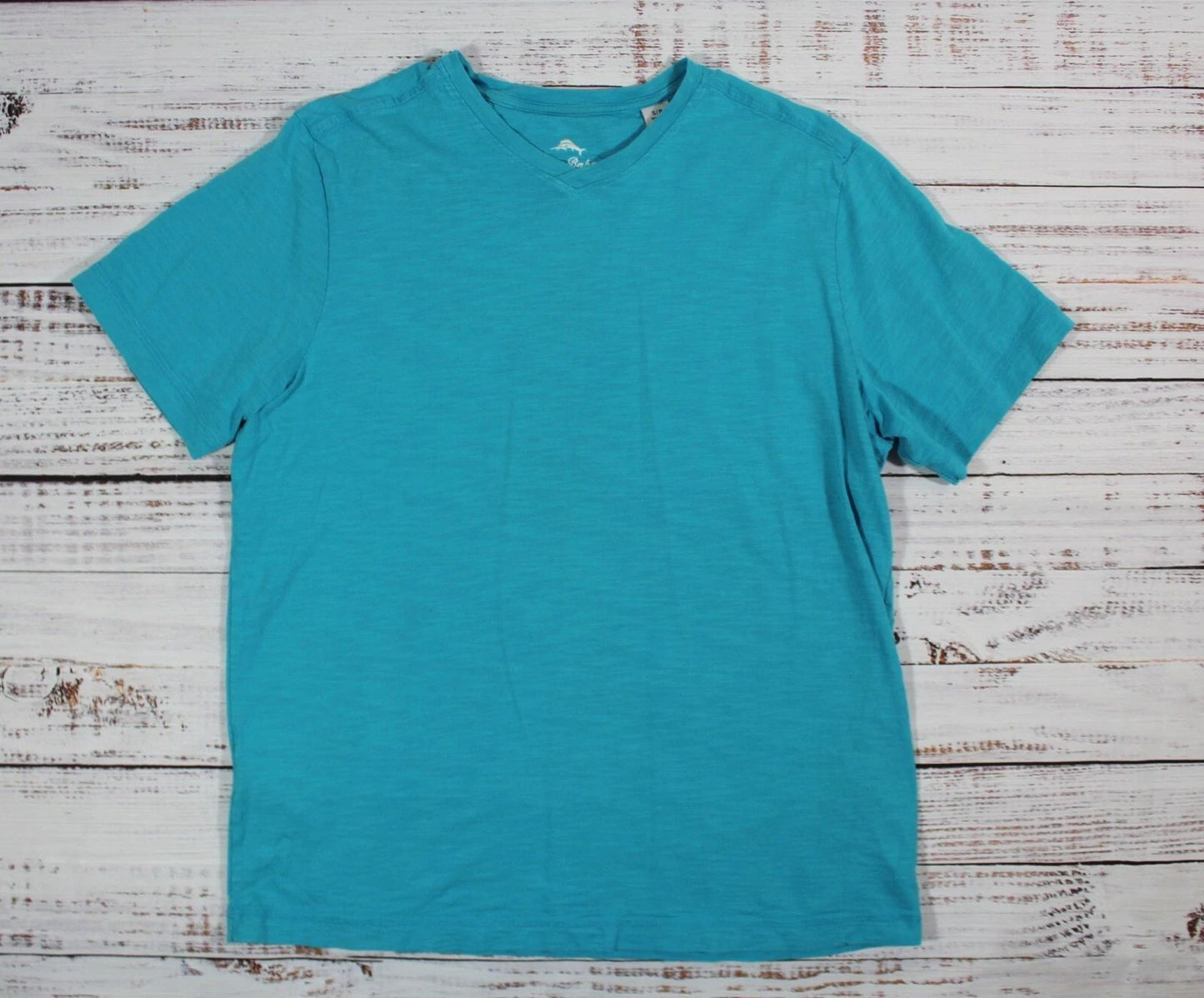 TOMMY BAHAMA S MEN’S SHORT SLEEVE MARITIME TEE SHIRT V-NECK AQUA