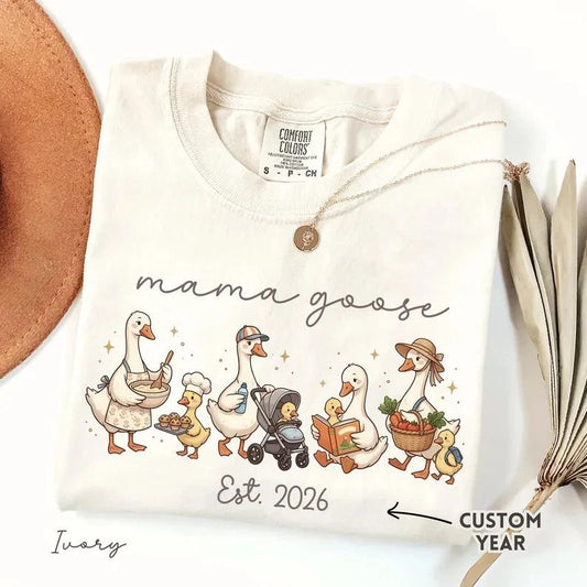 Mama Goose Est New Mom Cute Comfort Tee