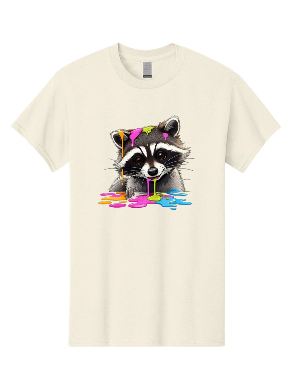 Raccoon-With-Paint-1 Mens Graphic Tee, 100% Cotton, Casual Summer Wear