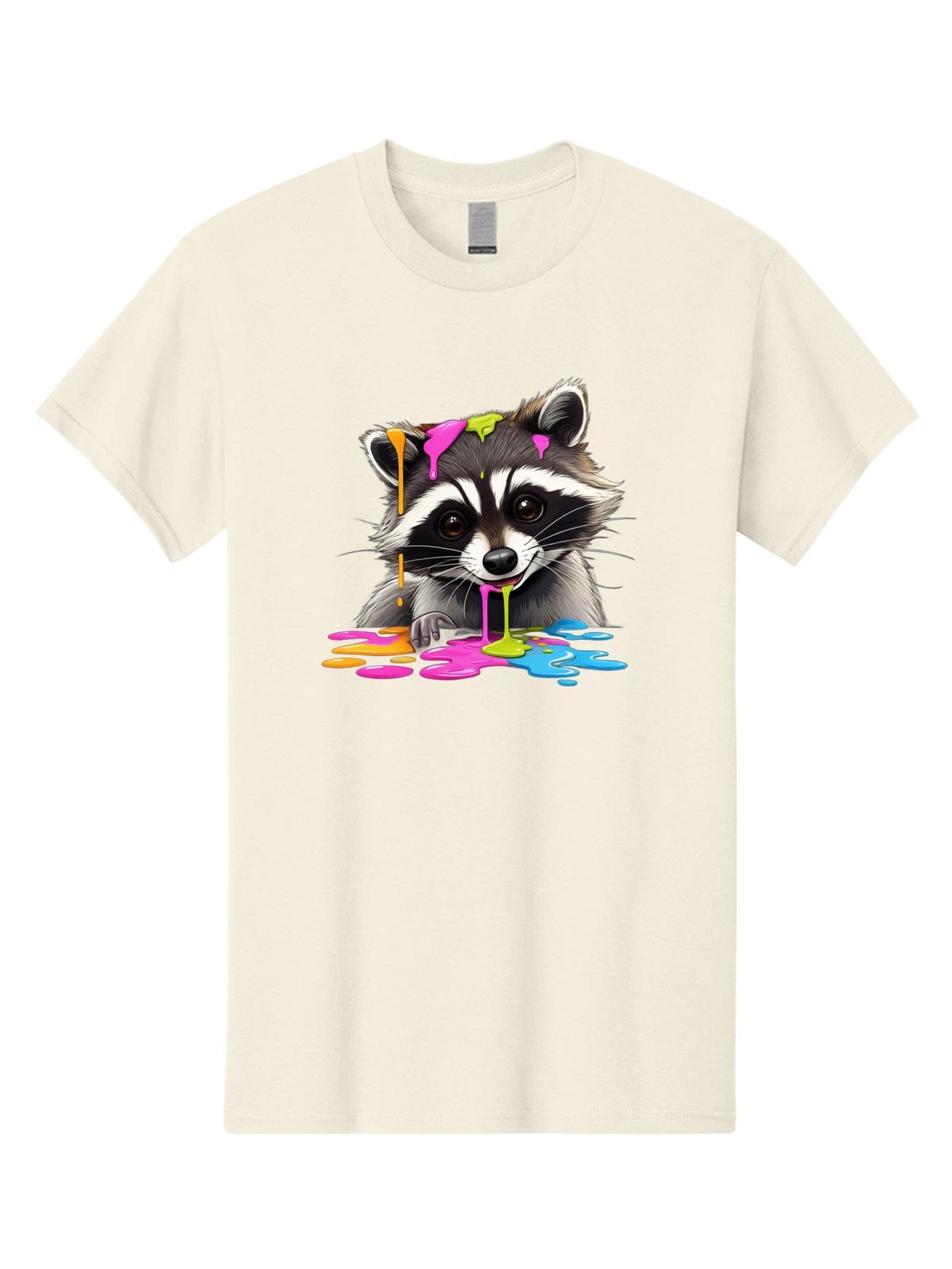 Raccoon-With-Paint-1 Mens Graphic Tee, 100% Cotton, Casual Summer Wear