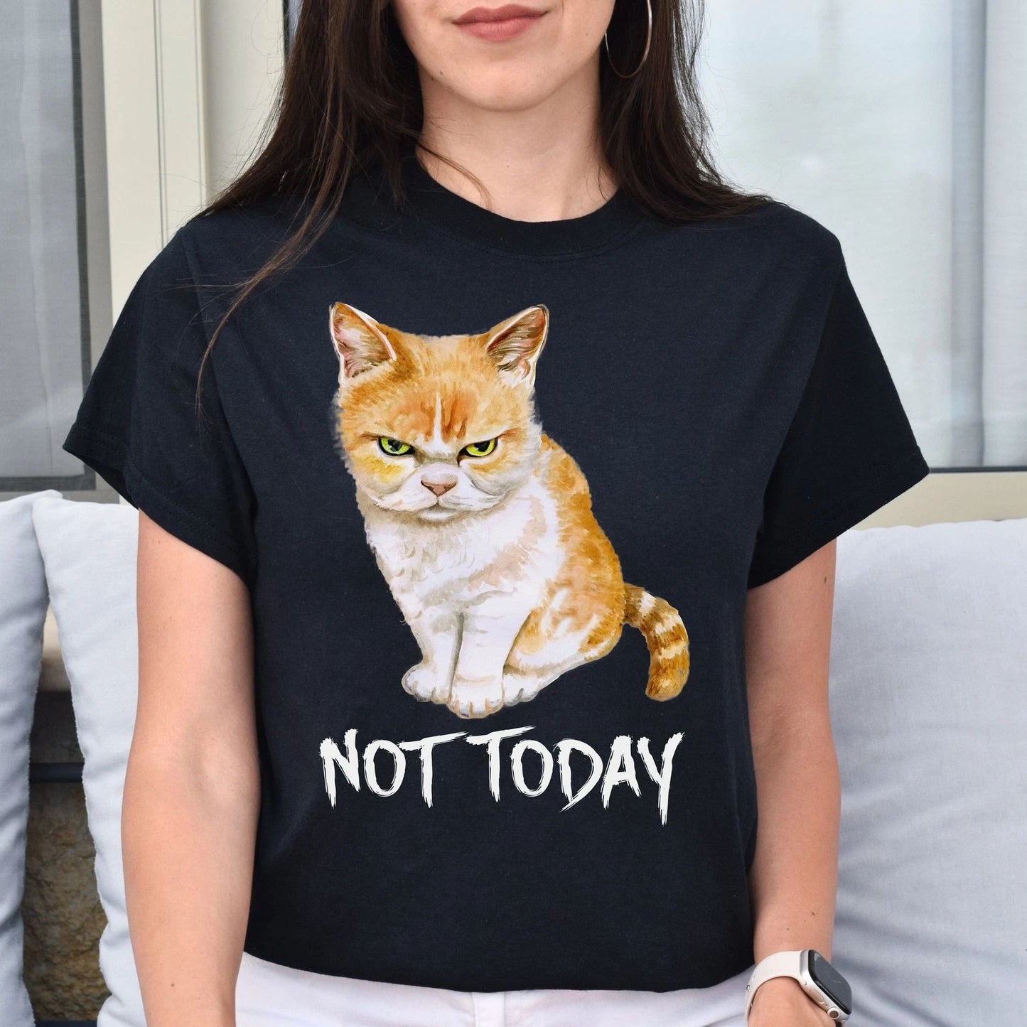 Cat Not Today Unisex shirt grumpy cat tee Black Dark Heather