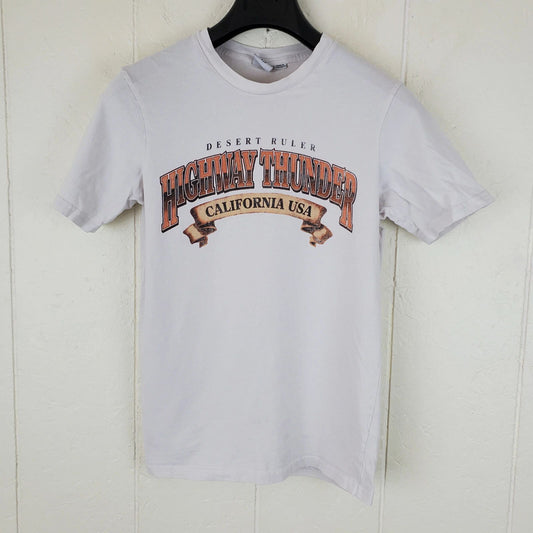 T Bar x Cotton On Shirt Mens Small White Graphic Crew Neck Short Sleeve Stretch