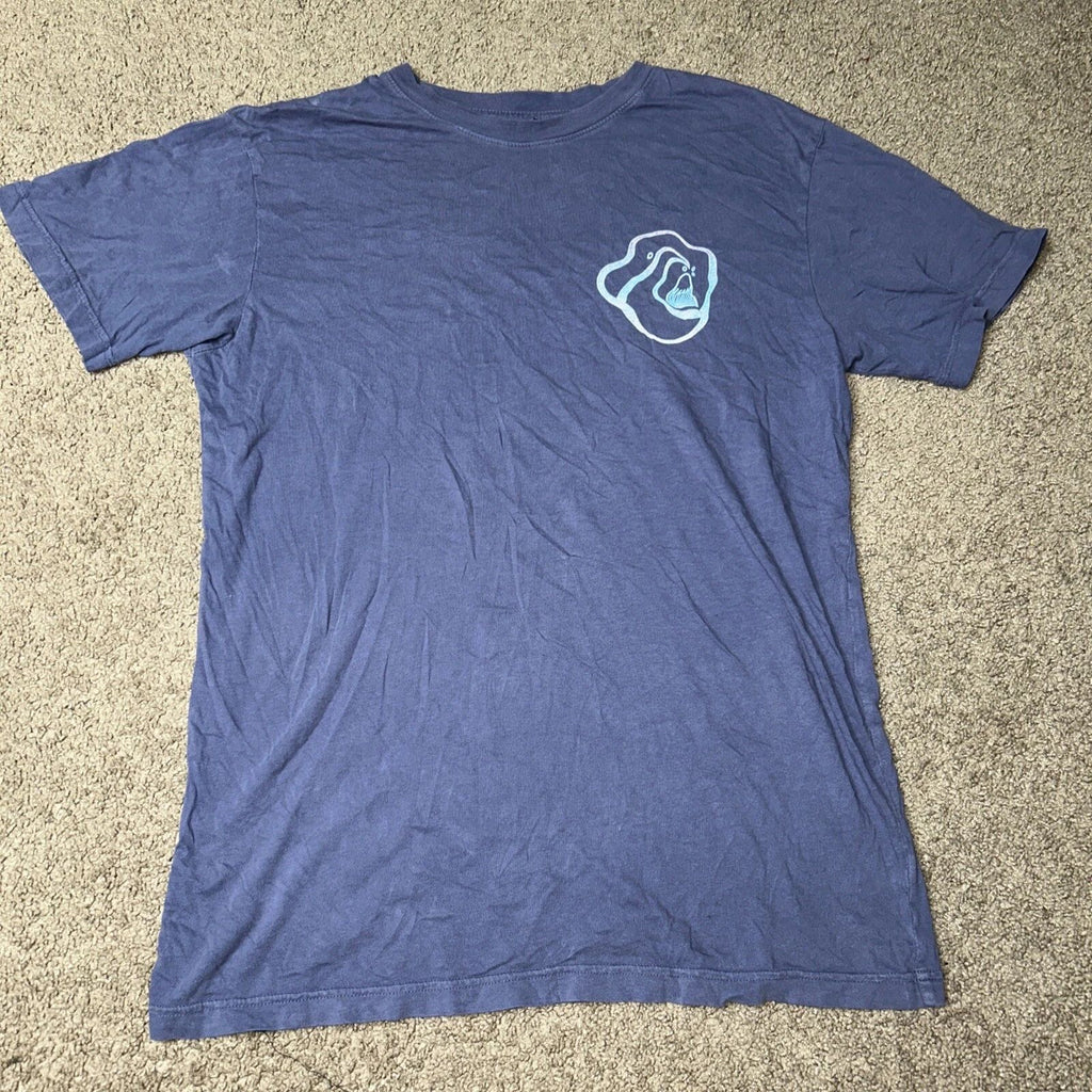 Men’s Small Quiksilver Blue Crew Neck Ripple Logo Graphic Tee Surf T-Shirt