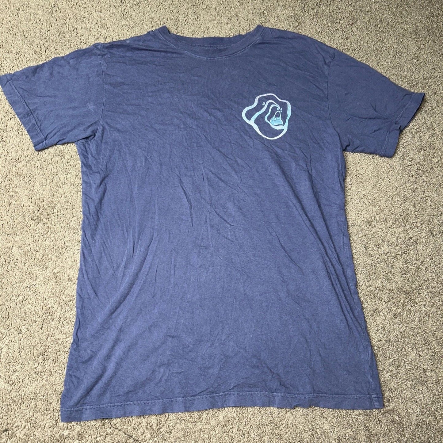 Men’s Small Quiksilver Blue Crew Neck Ripple Logo Graphic Tee Surf T-Shirt