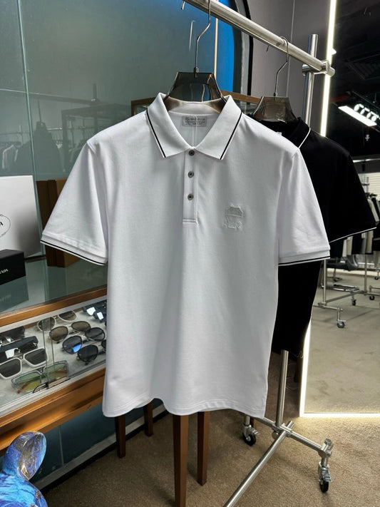 Brunello Cucinelli Men's Regular Fit Lapel Cotton Casual Short Sleeve POLO Shirt