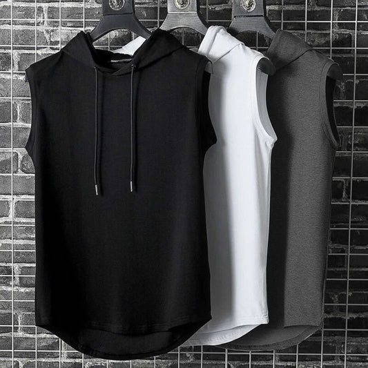 Mens Pullover Vest Sleeveless Casual Hoodie Hooded Tank Tops Muscle T-Shirt US⇖