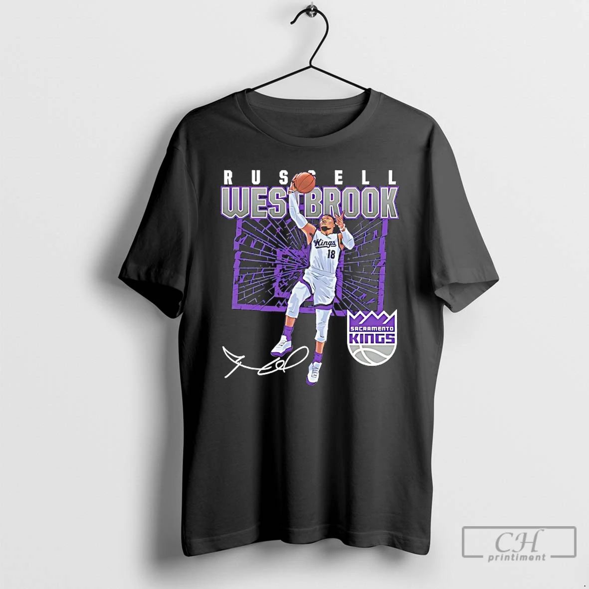 Premium Russell Westbrook Sacramento Kings Shattered Signature T Shirts