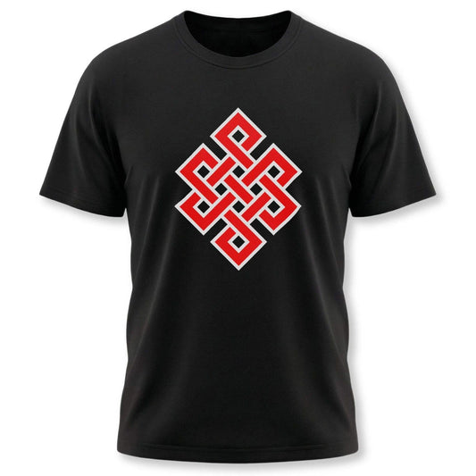 Endless Knot T-Shirt | Buddhist Eternal Symbol Red Graphic Unisex Tee