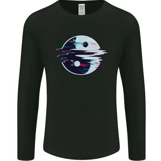 Yin Yang Glitch Yoga Meditation SCI-FI MMA Mens Long Sleeve T-Shirt