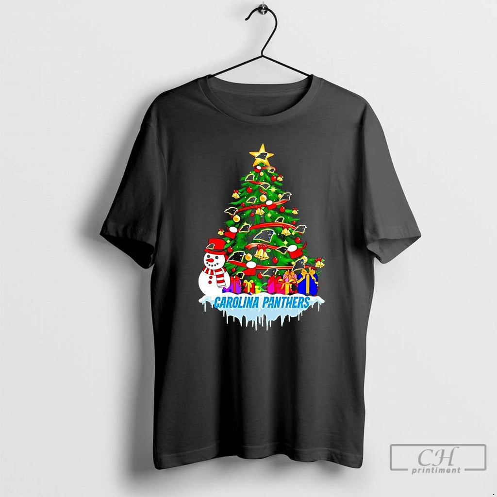 Premium Carolina Panthers Merry Christmas Tree T Shirts