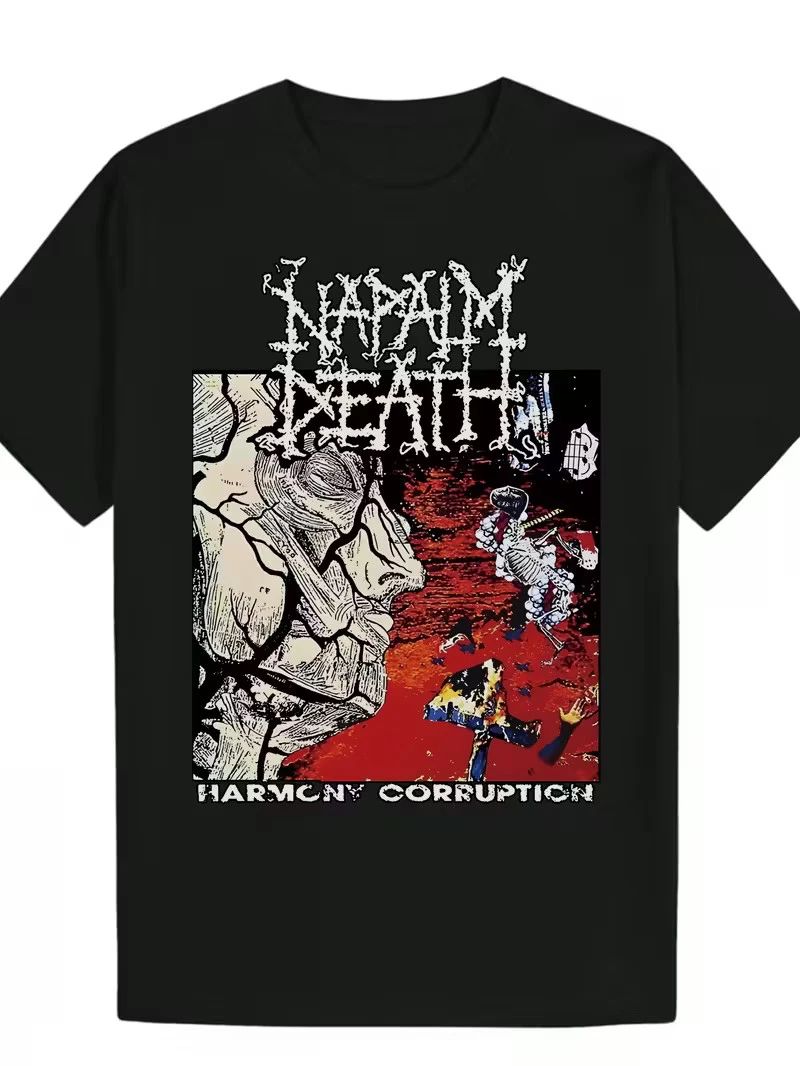 Men'S Summer Casual Crew Neck Polyester T-Shirt - "Napalm Death" Graphic Tee wit