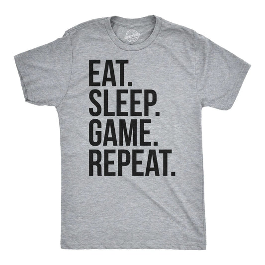 Mens Eat Sleep Game Repeat Funny Shirts Nerdy Gamer Tees Vintage Novelty T shirt
