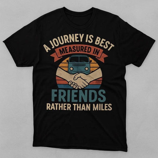 Retro Travel Friendship Black T-shirt