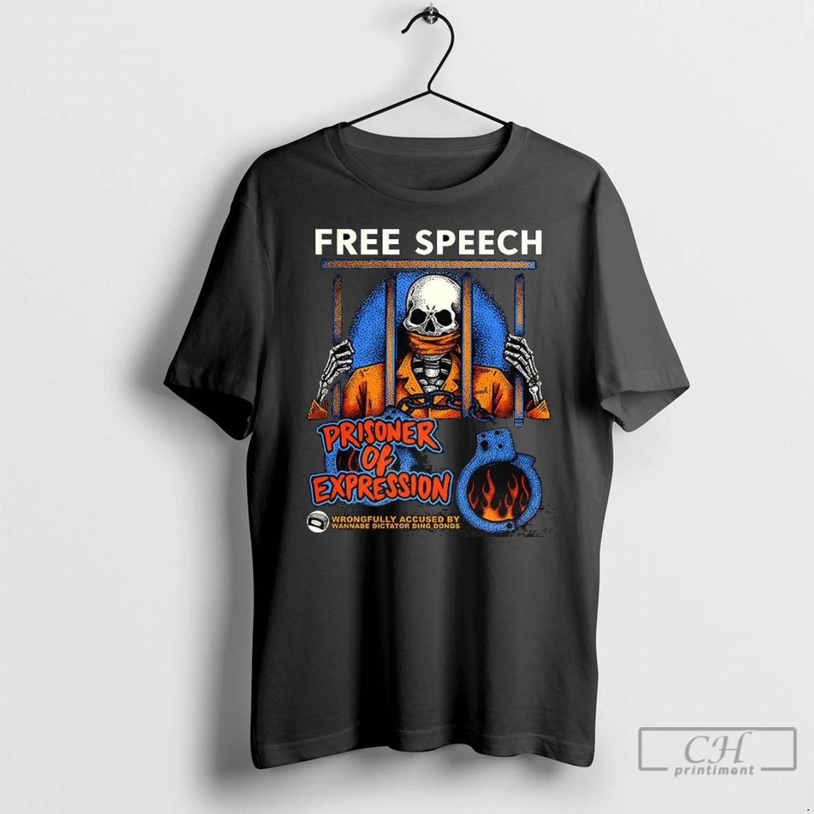 Premium Free Speech Prisoner Of Expression Gagged Skeleton Caricature