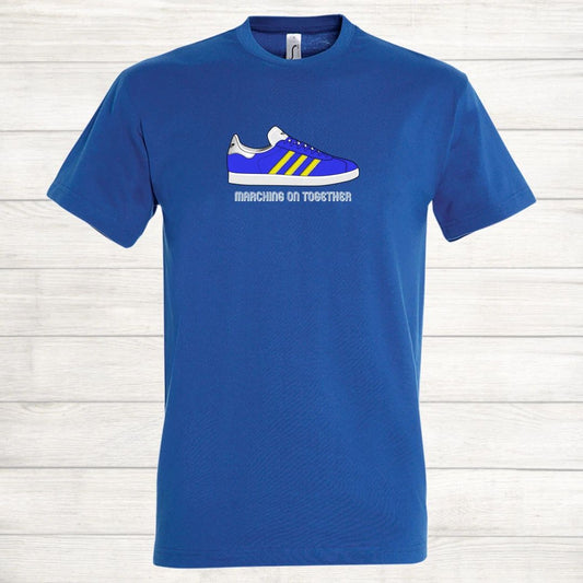 Leeds United adidas Gazelle Football Marching on Together LUFC Trainer T Shirt