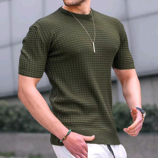 Men O-Neck Short Sleeve Tops T-shirt Slim Fit Stretch Sport Gym Muscle Tee Tunic