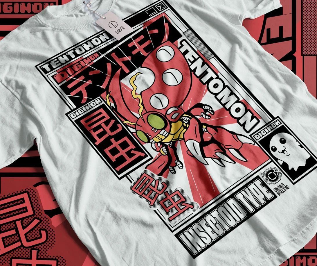 Tentomon t shirt,Digimon Adventure T-shirt Guilmon Omnimon Anime Gift Shirt