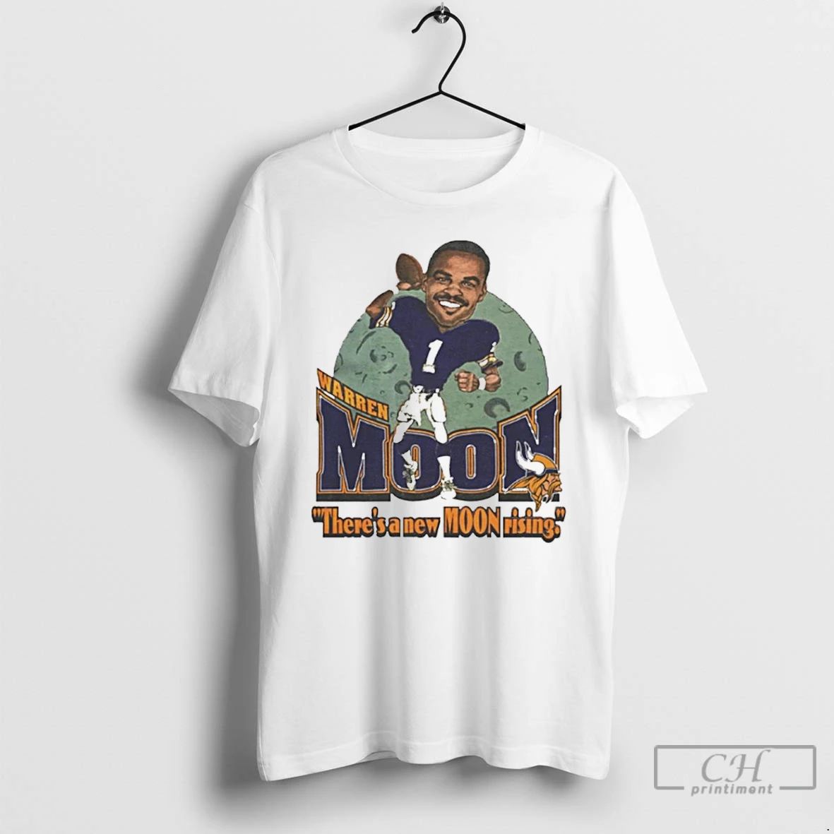 Classic Minnesota Vikings Warren Moon Theres A New Moon Rising Cartoon T Shirts