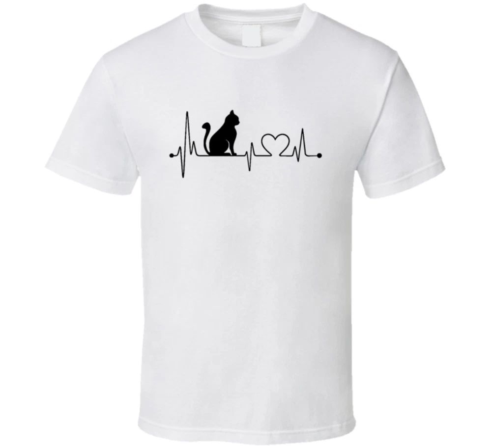 Cat Heartbeat T Shirt Loving Feline Pet Owner Tee Unisex Gift Fashion T-Shirt