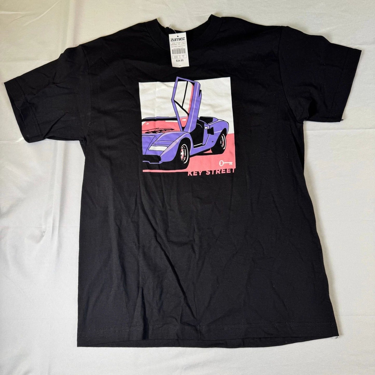 Key Street Graphic T Shirt Black Mens Size Medium Lamborghini Print Cotton