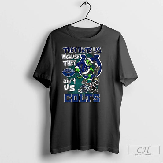 Premium Grinch Steps Helmet They Hate Us Because They Aint Us Indianapolis Colts Christmas