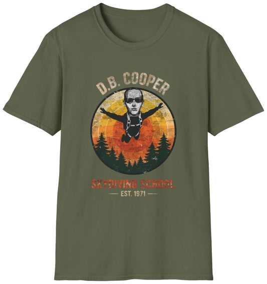 D.B. Cooper Vintage Skydiving School T-Shirt | DB Cooper Shirt | Softstyle Tee